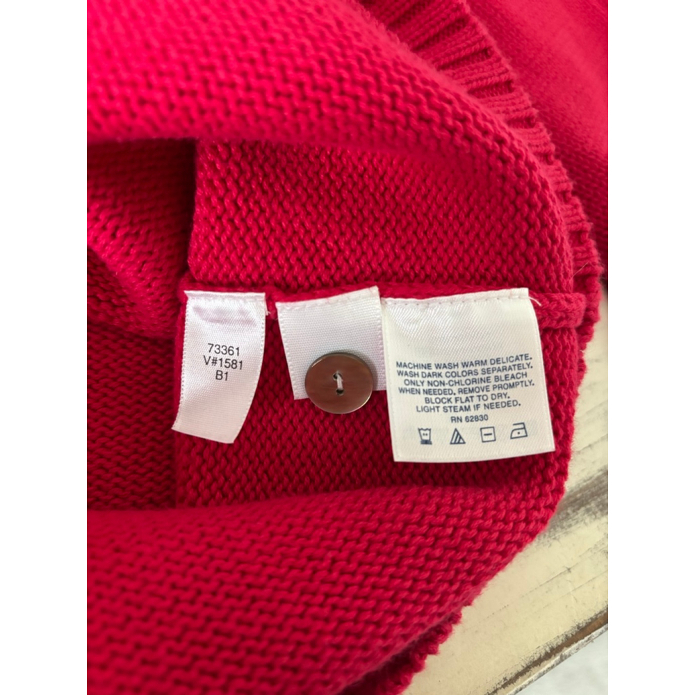 VGUC Lands End 100% Cotton Red Button Down Cardigan | Sz 18-20 - Picture 9 of 11